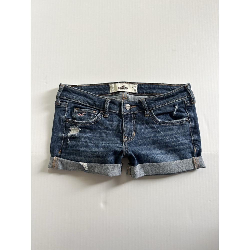 2000s Hollister Low Rise Mini Shorts Embroidered Pocket Y2K Grunge Indie Sleaze